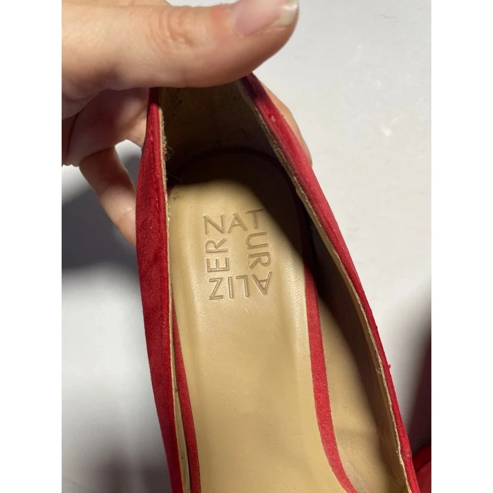 Naturalizer Bianca Pumps Womens 8.5 Red Suede Platform Block Heel Dress Shoes